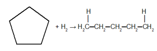 Addition reaction in cyclobutane using hydrogen