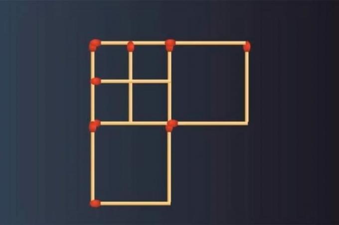 Udfordring: flyt kun 2 tændstik og form 7 firkanter i billedet