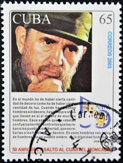 Памятная марка о штурме казарм Монкада в 1953 году. Этим действием Фидель Кастро начал процесс, кульминацией которого стала Кубинская революция 1959 года *.