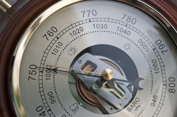 Barometer, the gauge of atmospheric pressure.